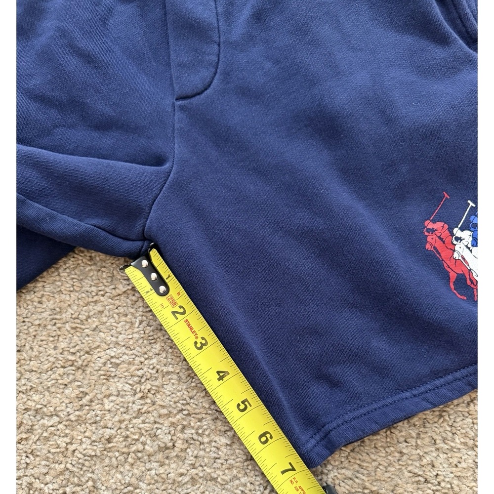 Polo Ralph Lauren Navy TRIPLE‎ PONY LOGO Fleece Shorts Boys Pockets Large 14/16 - Picture 8 of 8